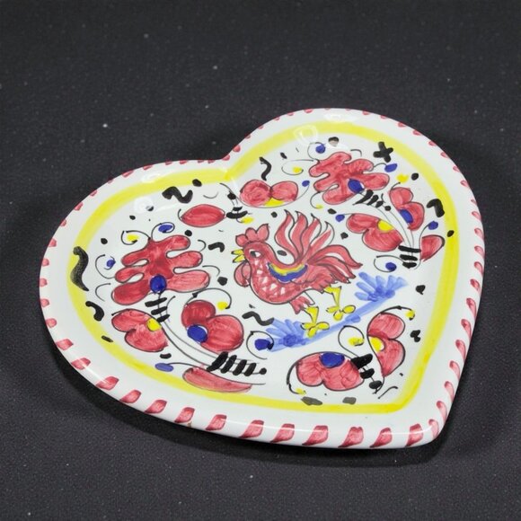 Hand Painted Deruta Italian Pottery Dish Plate Heart Shaped Folk Art Decorative - Picture 2 of 13